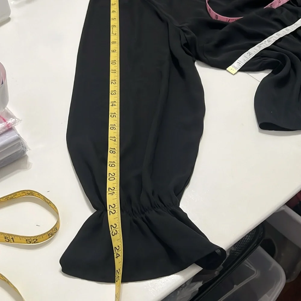 Eloquii Chiffon Tie Front Chiffon Blouse Black Size 20 NWOT - Picture 8 of 11